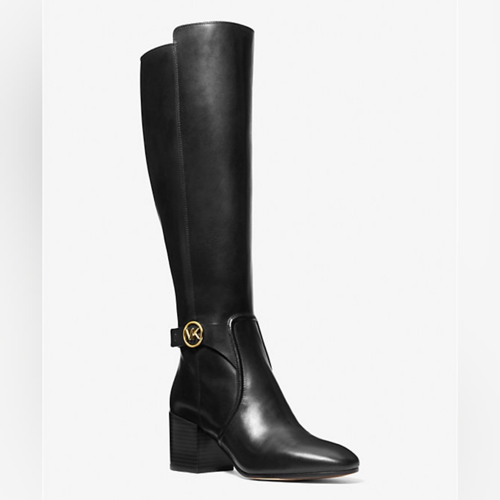 Michael Kors Carmen Leather Riding Boots/Black - Picture 1 of 14